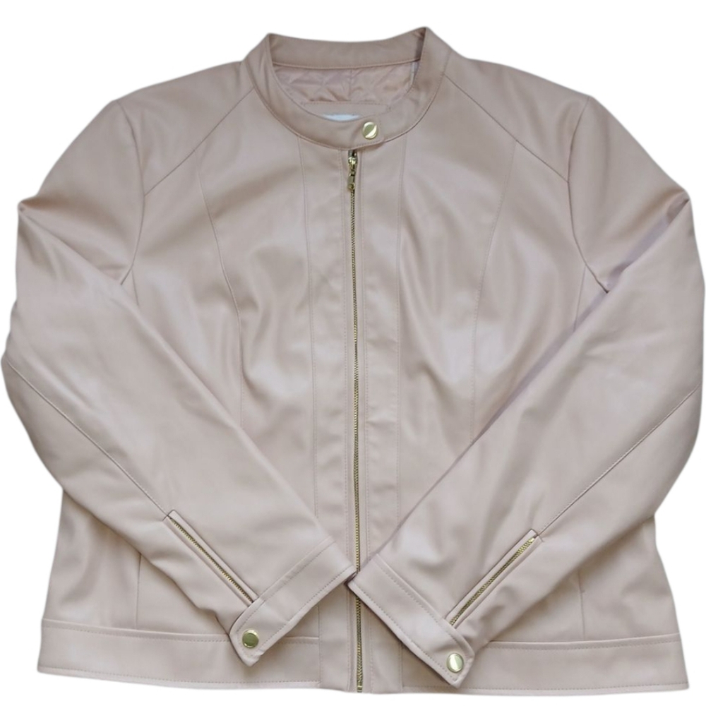 Cole Haan Women's Light Pink Jacket with Gold Accents Sz‎ XXL